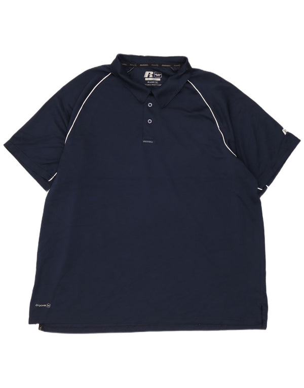 RUSSELL ATHLETIC Mens Polo Shirt UK 50/52 2XL Navy Blue Polyester