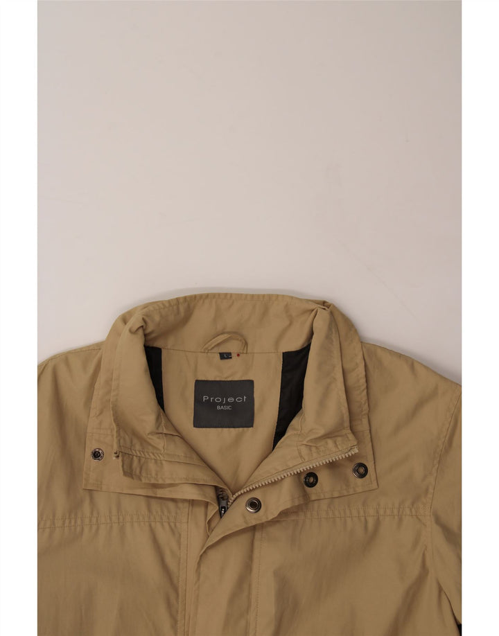 PROJECT Mens Utility Jacket UK 40 Large Beige Cotton Vintage Project and Second-Hand Project from Messina Hembry 