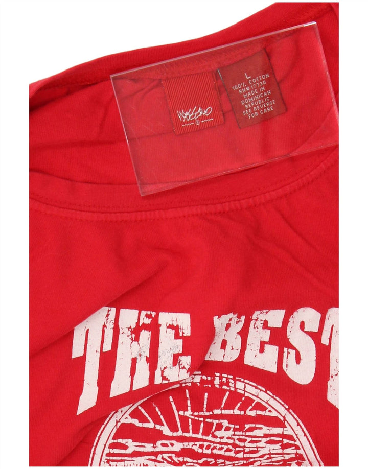 MOSSIMO Womens Crop Graphic Top Long Sleeve UK 16 Large Red Cotton
