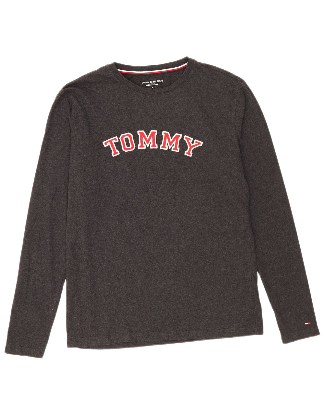 Tommy Hilfiger Mens Graphic Top Long Sleeve Small Grey Cotton