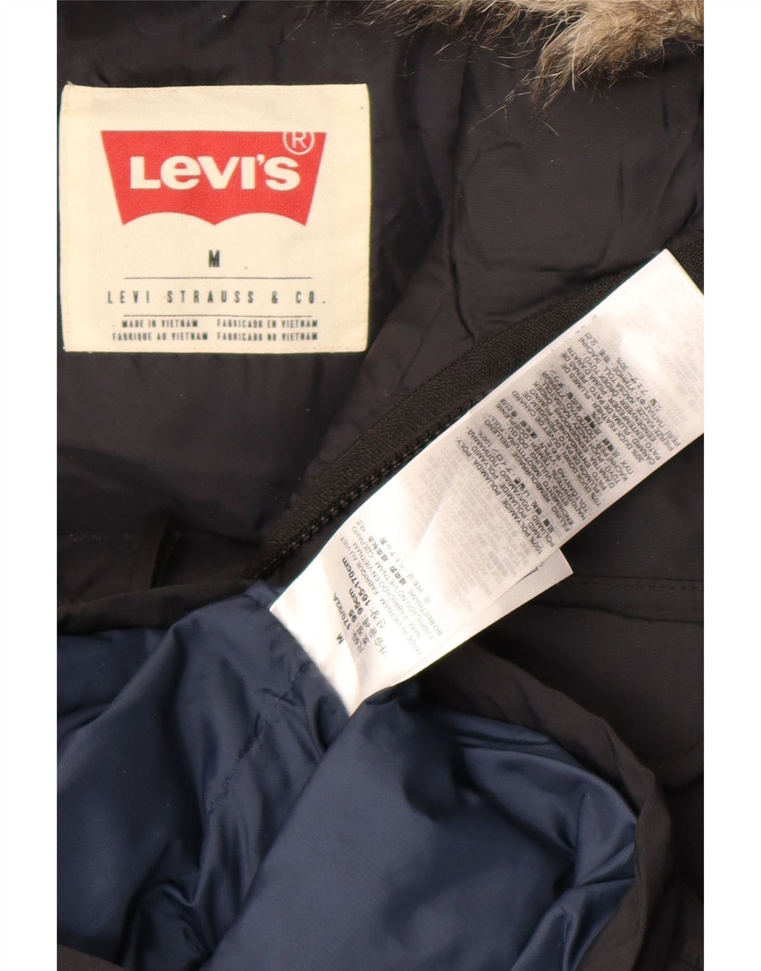 Levi's Mens Hooded Padded Jacket UK 38 Medium Black Polyamide