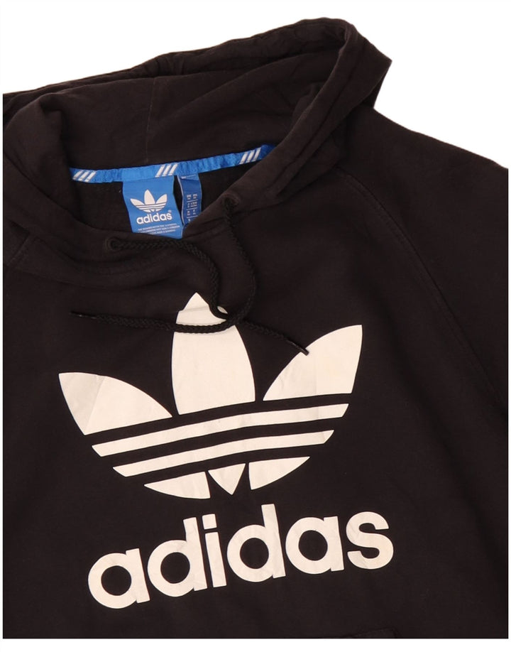ADIDAS Mens Graphic Hoodie Jumper Medium Black Cotton
