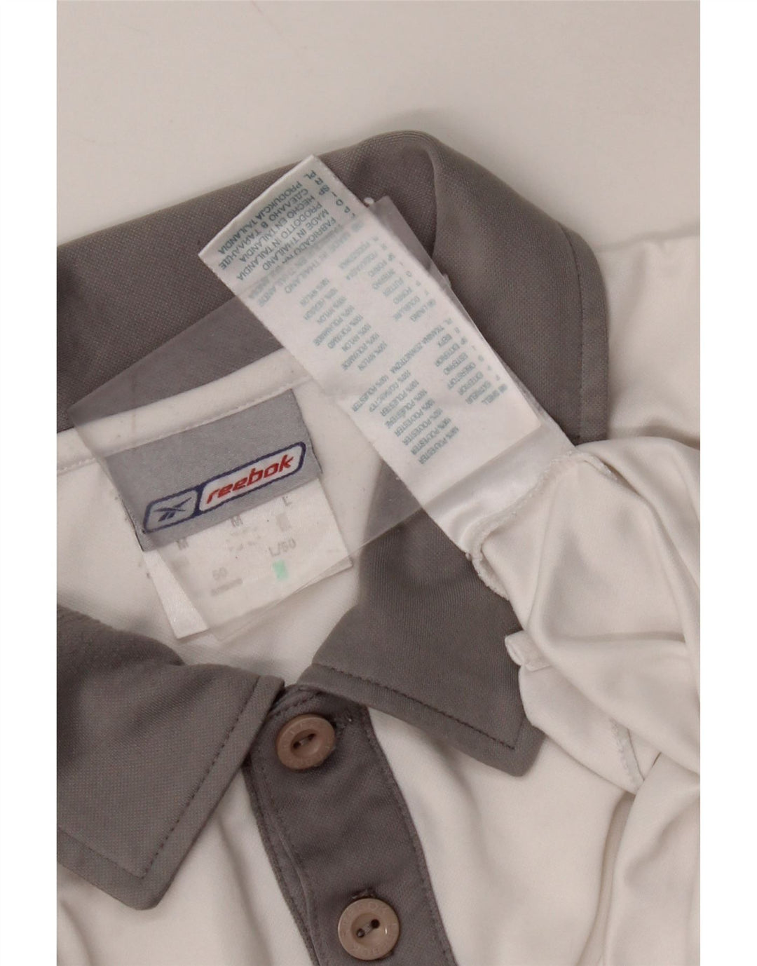 REEBOK Mens Polo Shirt Medium White Colourblock Polyester