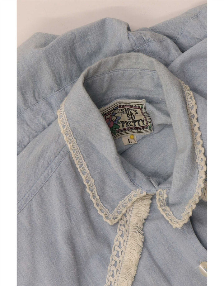 Vintage Womens Sleeveless Playsuit UK 16 Large Blue