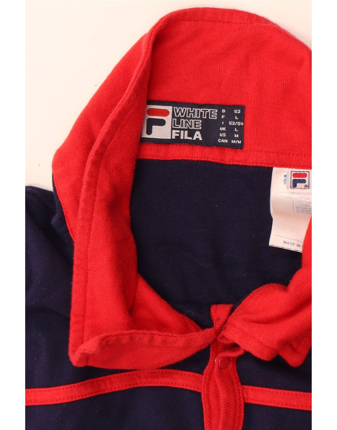 FILA Mens Polo Shirt Large Navy Blue Colourblock Cotton