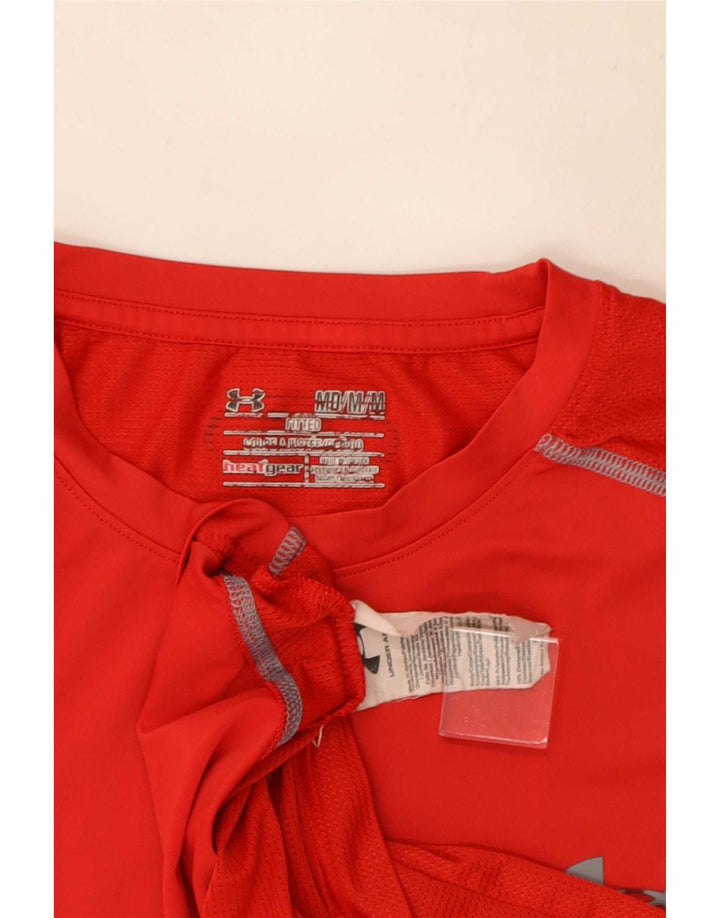 Under Armour Mens Heat Gear T-Shirt Top Medium Red Polyester