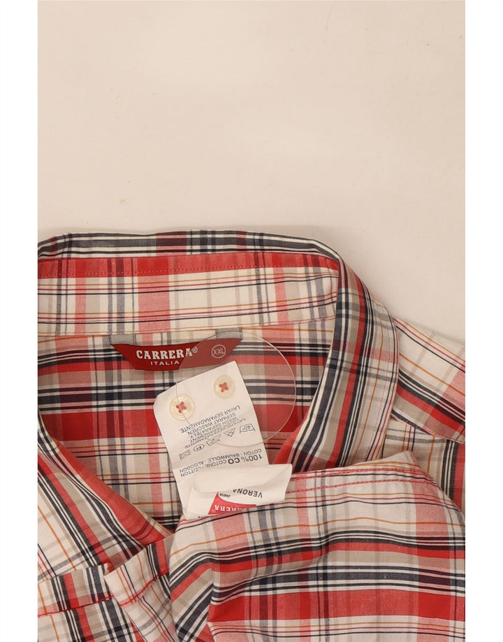 Carrera Mens Short Sleeve Shirt 2XL Red Check Cotton