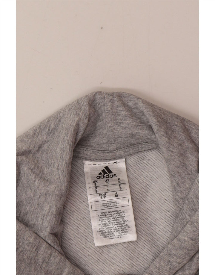 ADIDAS Mens Graphic Hoodie Jumper Small Grey Cotton