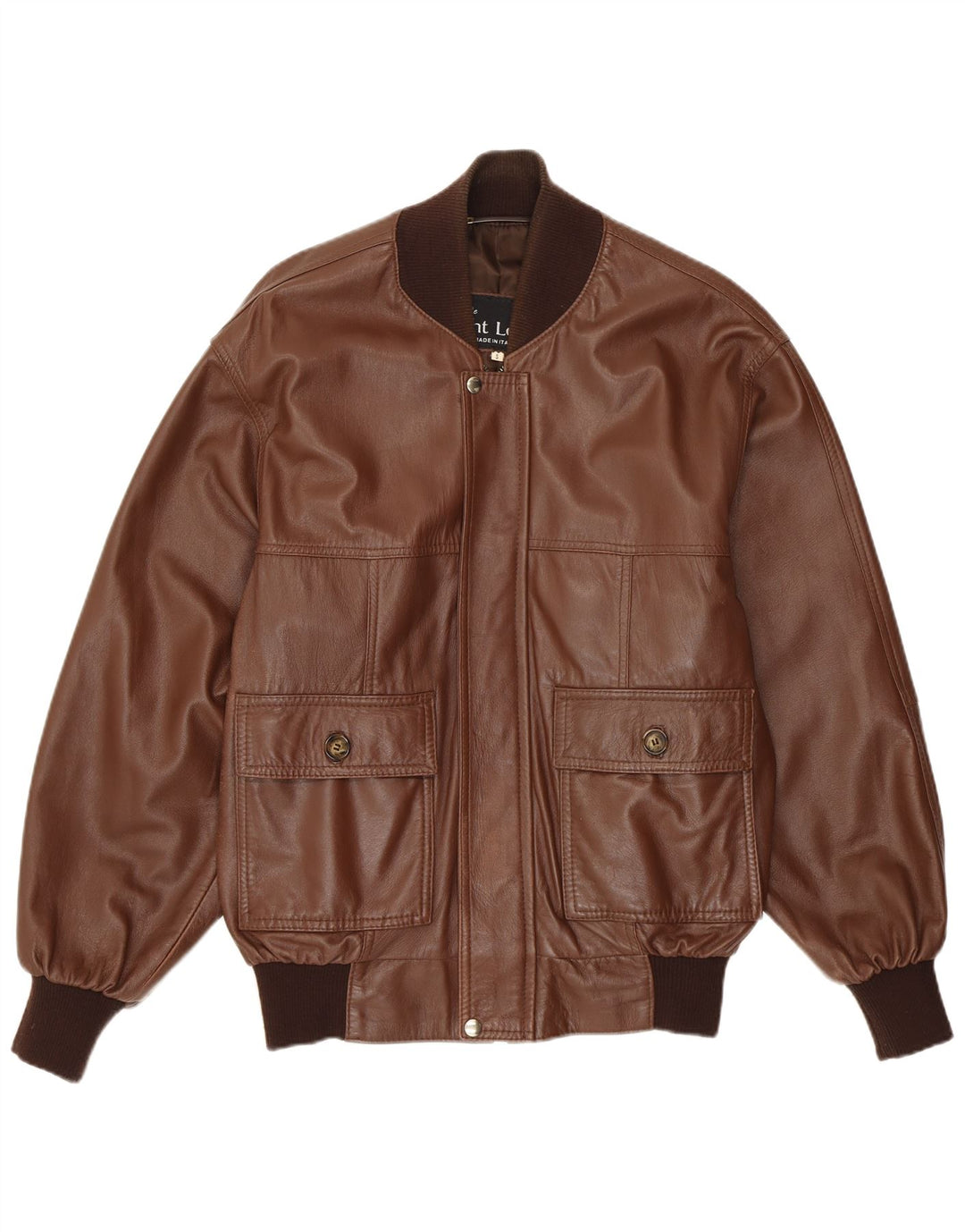 VINTAGE Mens Leather Jacket UK 36 Small Brown Leather