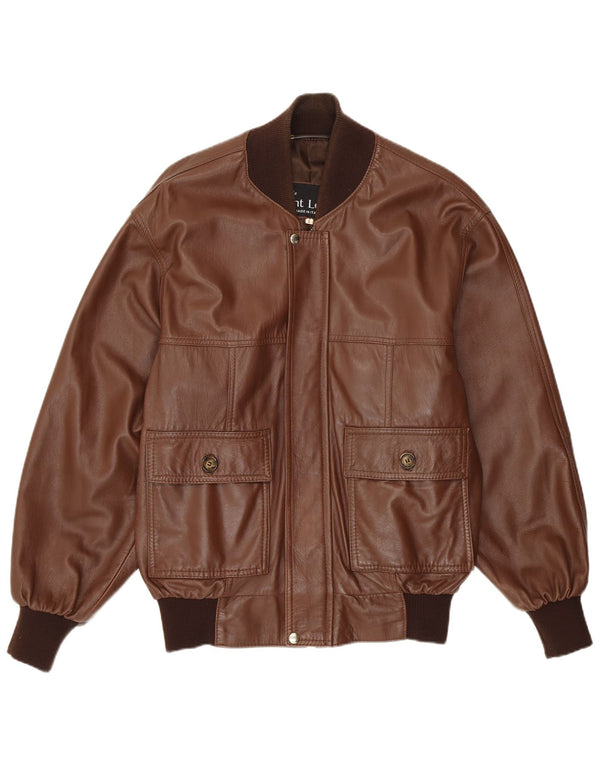 VINTAGE Mens Leather Jacket UK 36 Small Brown Leather