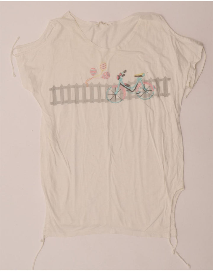 Vintage Womens Graphic T-Shirt Top IT 44 Medium White Cotton