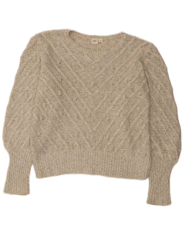 Gap Womens Oversized Boat Neck Jumper Sweater UK 10 Small Beige Flecked