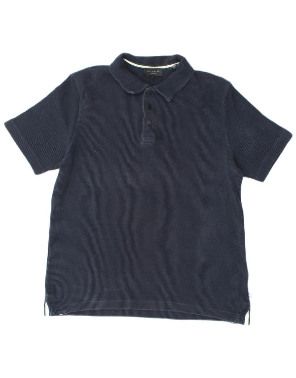 TED BAKER Mens Polo Shirt Size 2 Small Navy Blue Cotton