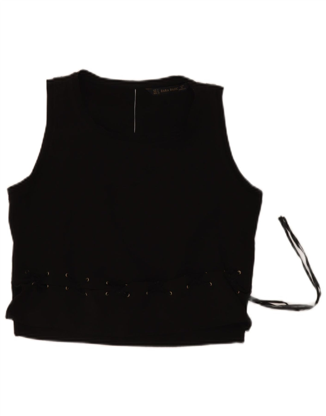 ZARA Womens Crop Sleeveless Blouse Top UK 10 Small Black Polyester