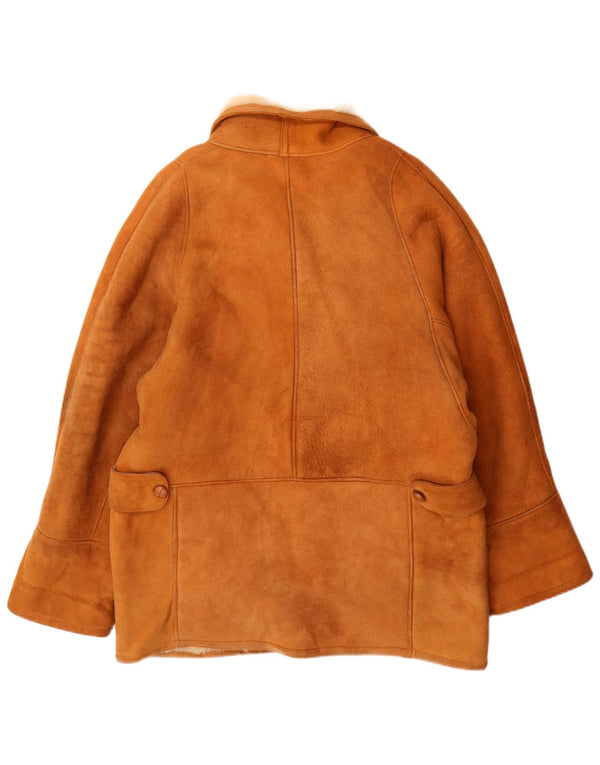 Vintage Womens Oversized Shearling Overcoat UK 16 Large Beige