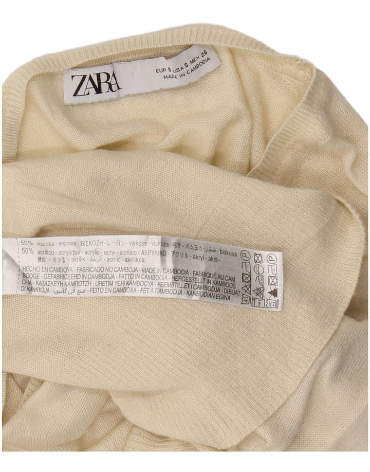 Zara Womens Oversized Boat Neck Jumper Sweater UK 10 Small Beige Viscose