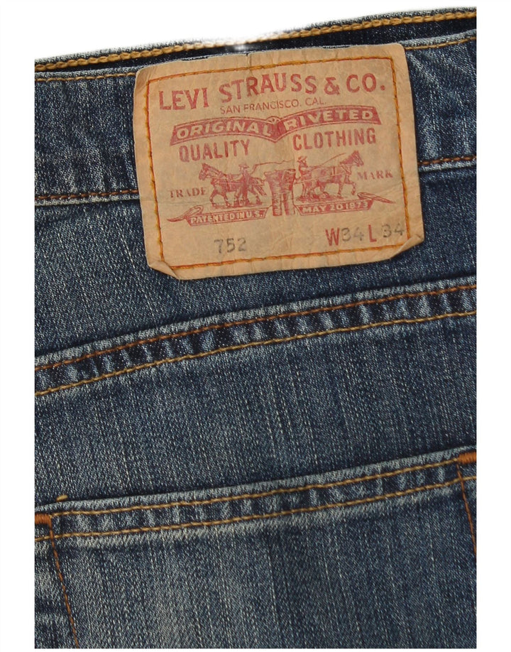 Levi's Mens 752 Straight Jeans W34 L29 Blue Cotton