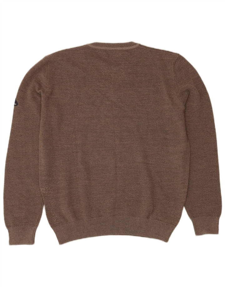 NAVIGARE Womens V-Neck Jumper Sweater UK 16 Large Brown Wool