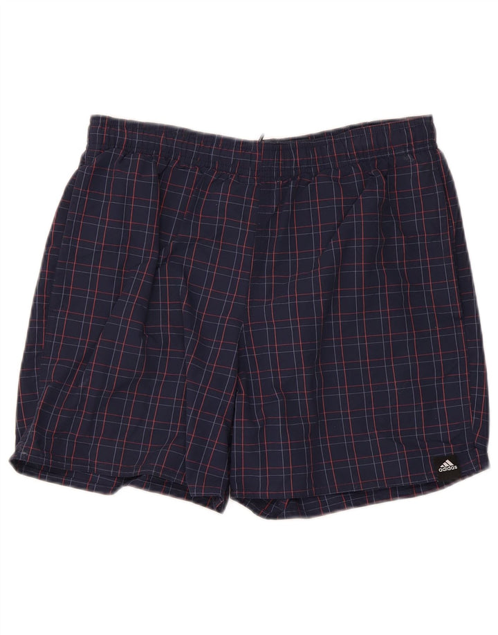 Adidas Mens Sport Shorts Small  Navy Blue Check Polyamide