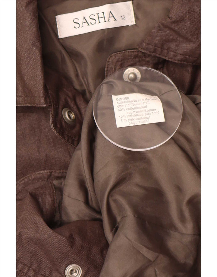 Sasha Womens Military Jacket UK 12 Medium Brown Cotton