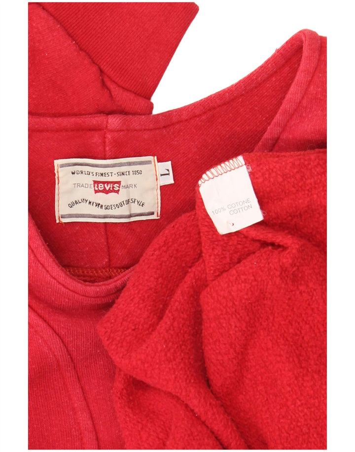 Levi's Womens Oversized Button Neck Sweatshirt Jumper UK 16 Large Red