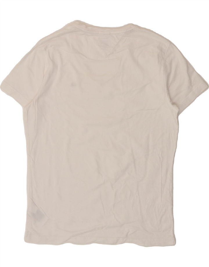 TOMMY HILFIGER Mens T-Shirt Top Medium White Cotton Vintage Tommy Hilfiger and Second-Hand Tommy Hilfiger from Messina Hembry 