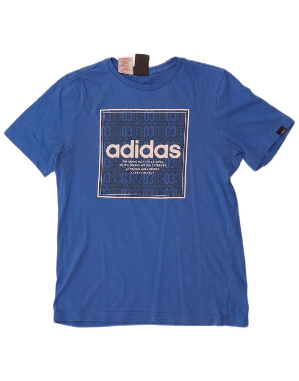 Adidas Boys Graphic T-Shirt Top 13-14 Years Blue Cotton