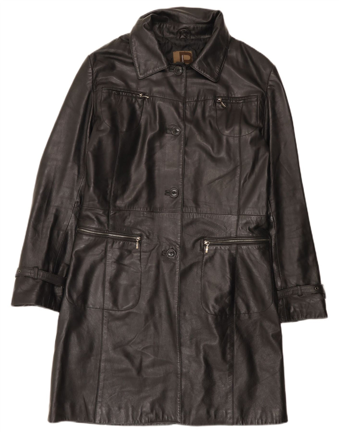 Conbipel Womens Leather Coat IT 46 Large Black