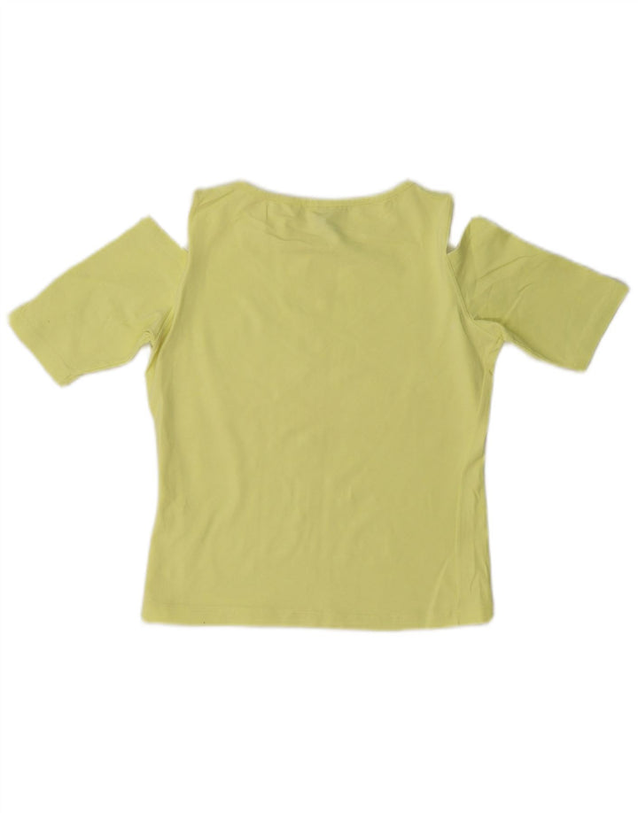Lee Womens Crop Off Shoulder Top UK 12 Medium Yellow Cotton