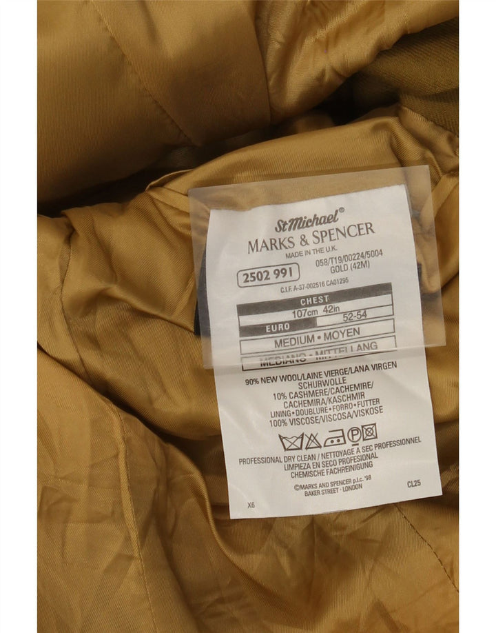 Marks & Spencer Mens 3 Button Blazer Jacket UK 42 XL Khaki Wool