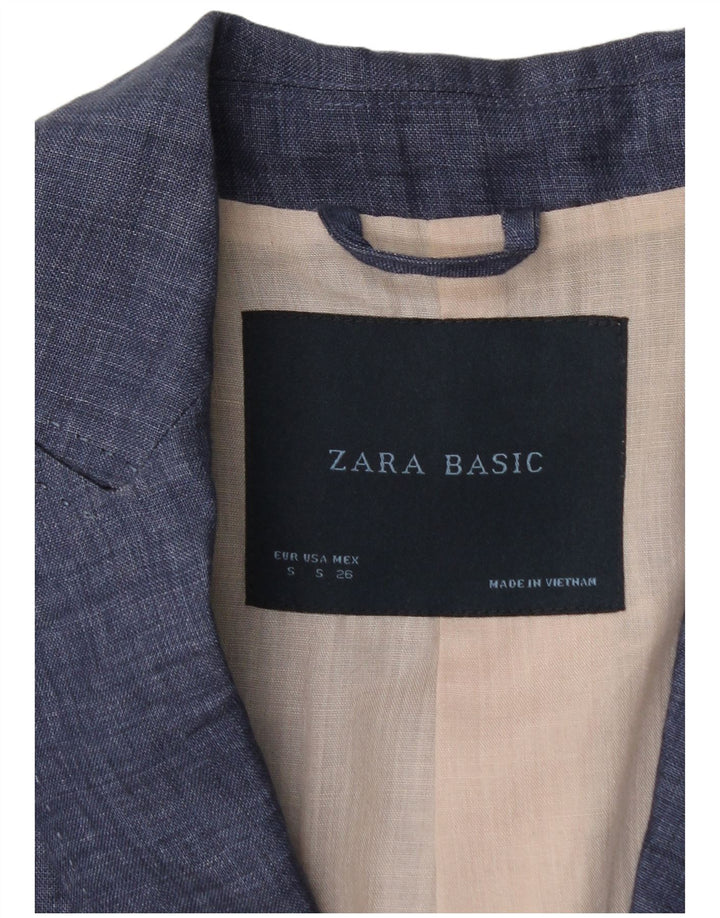 ZARA Womens 1 Button Blazer Jacket UK 10 Small Blue