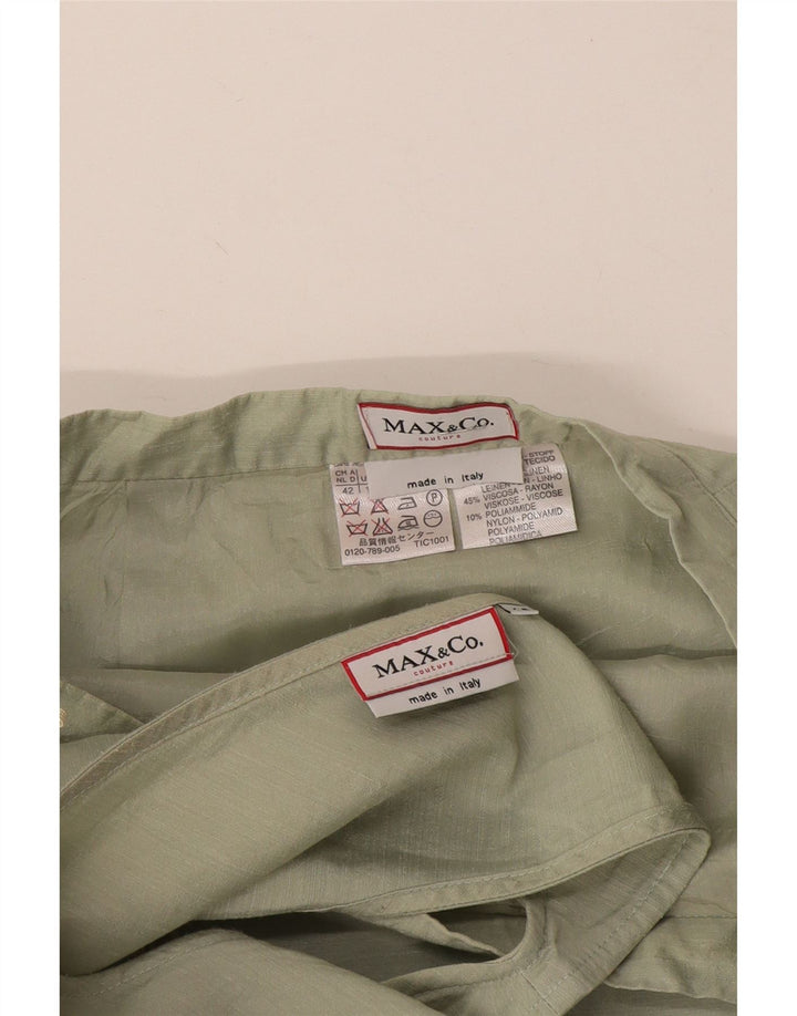 Max & Co. Womens 2 Piece Skirt Set IT 42 Medium W30 Green Linen
