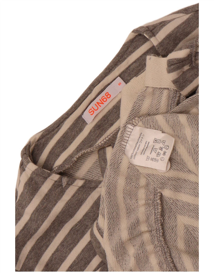 Sun68 Womens Shirt Blouse UK 10 Small Grey Striped Cotton