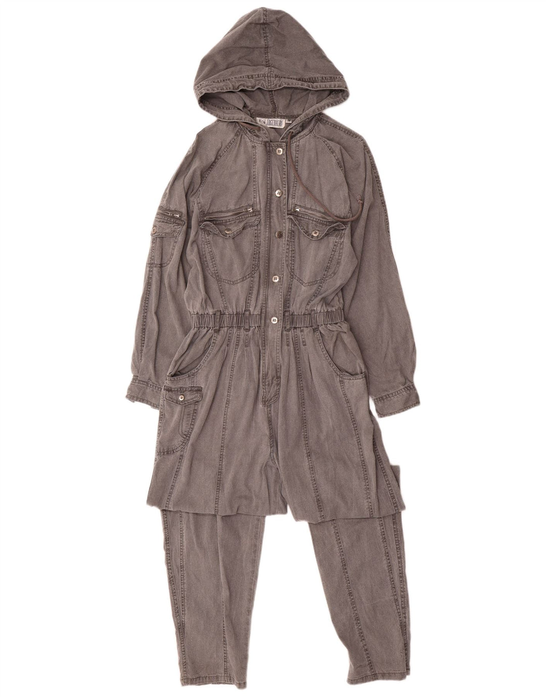 TOGETHER Womens Hooded Jumpsuit UK 14 Medium  Grey