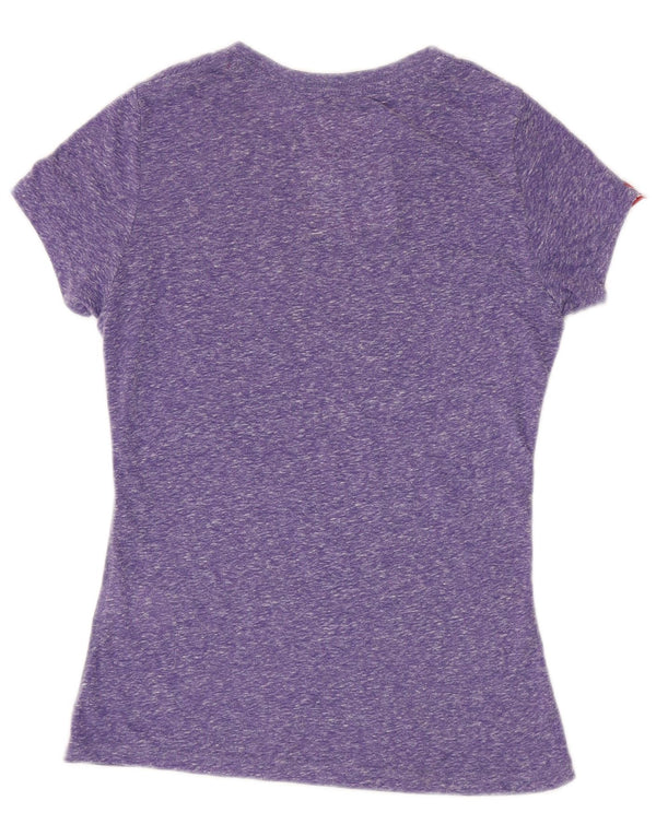 Superdry Womens Graphic T-Shirt Top UK 10 Small Purple Flecked Polyester
