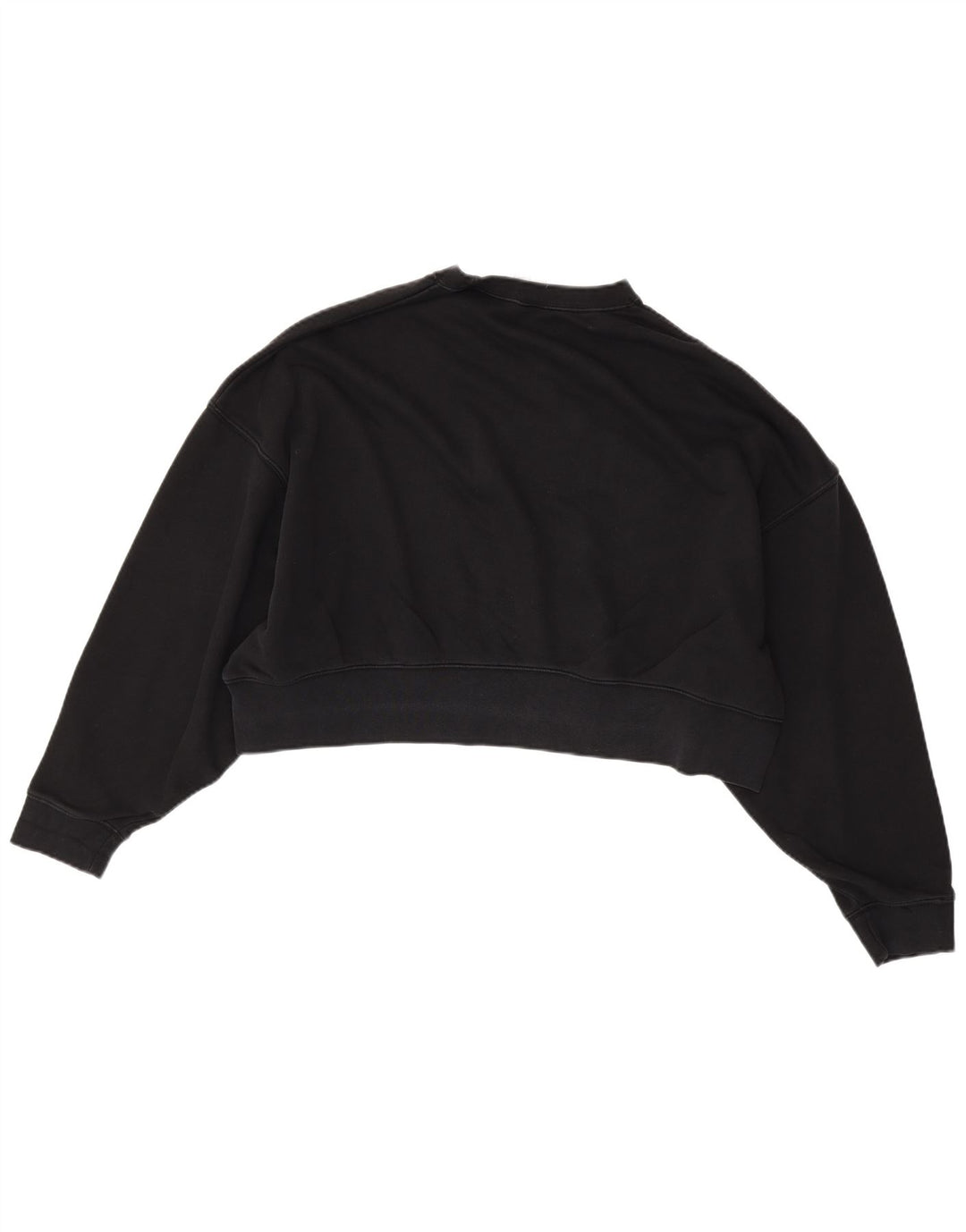 NIKE Womens Crop Oversized Sweatshirt Jumper UK 14 Medium Black Cotton