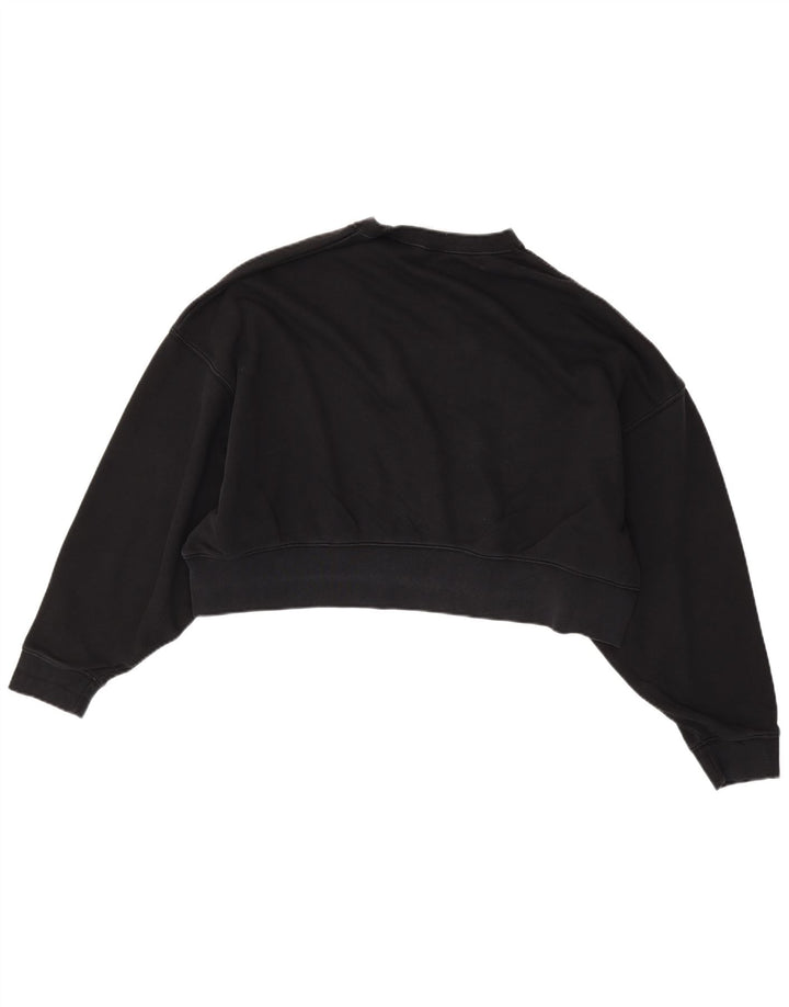 NIKE Womens Crop Oversized Sweatshirt Jumper UK 14 Medium Black Cotton