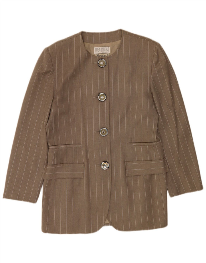 Elisa Landri Womens 4 Button Blazer Jacket IT 46 Large Grey Pinstripe