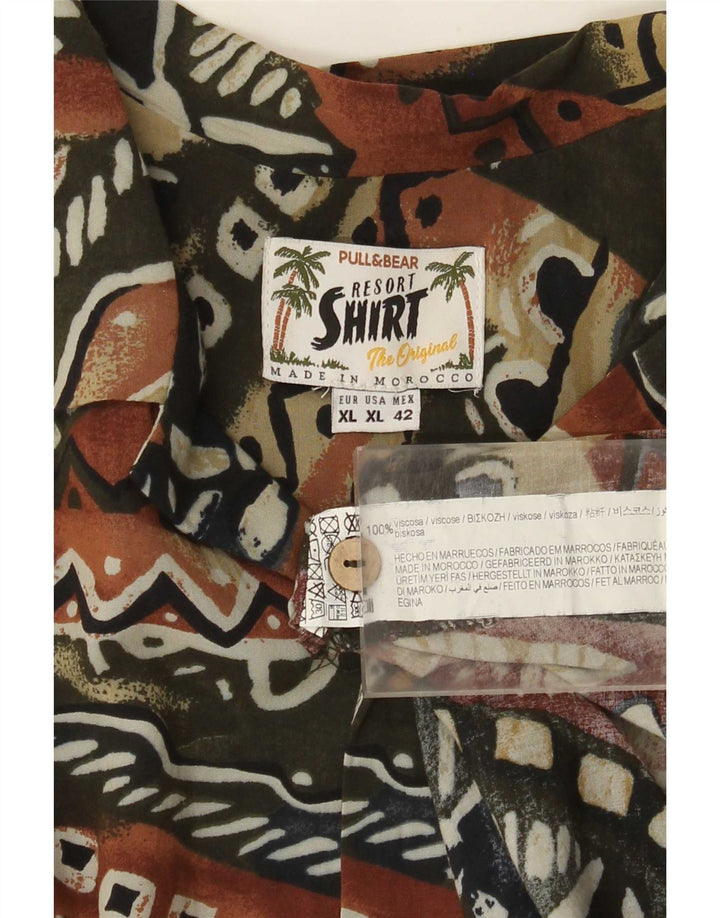 Pull & Bear Mens Hawaiian Short Sleeve Shirt XL Multicoloured Geometric