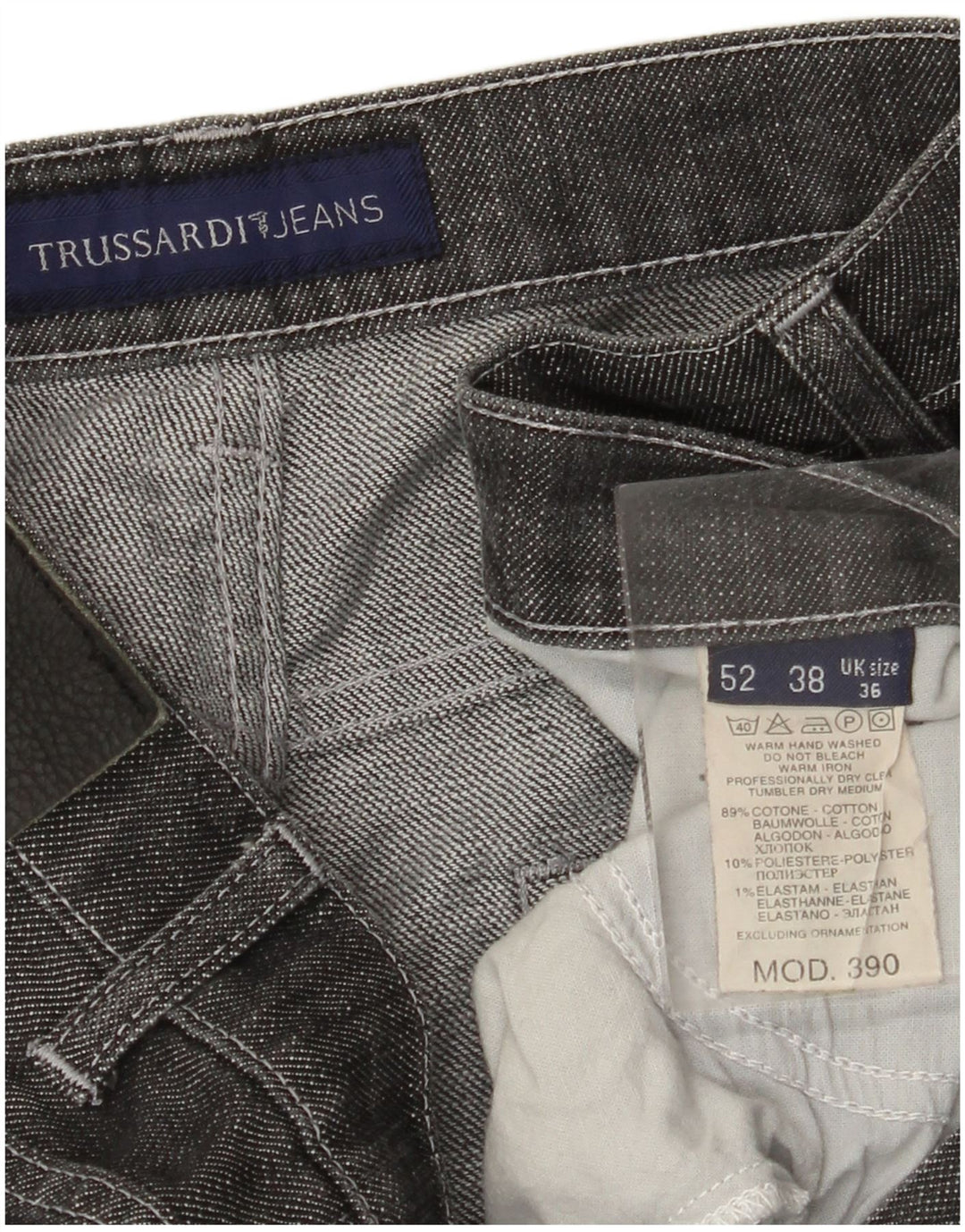 TRUSSARDI Mens Straight Jeans W36 L27  Grey Cotton