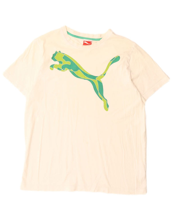 Puma Mens Graphic T-Shirt Top Large White Cotton