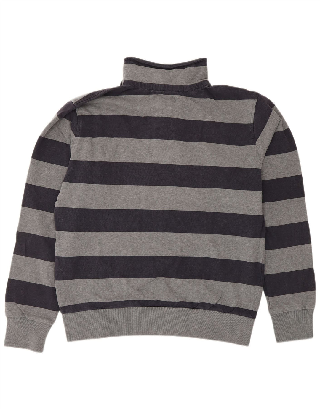 NORTH SAILS Mens Button Neck Sweatshirt Jumper Medium Grey Striped Cotton