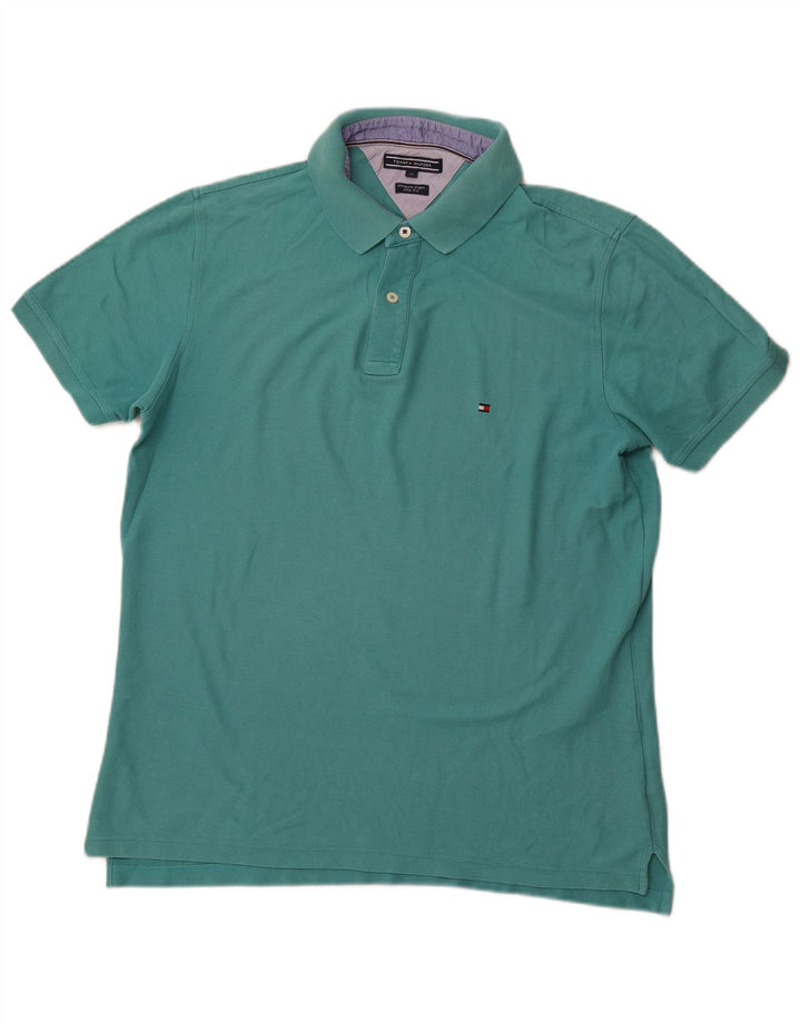 TOMMY HILFIGER Mens Slim Fit Polo Shirt XL Turquoise Cotton