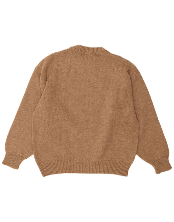 Tobia System Mens Crew Neck Jumper Sweater IT 48 Medium Beige Wool