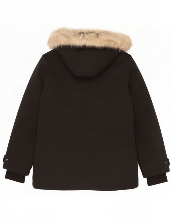 Zara Womens Hooded Padded Jacket UK 16 Large Black Polyester