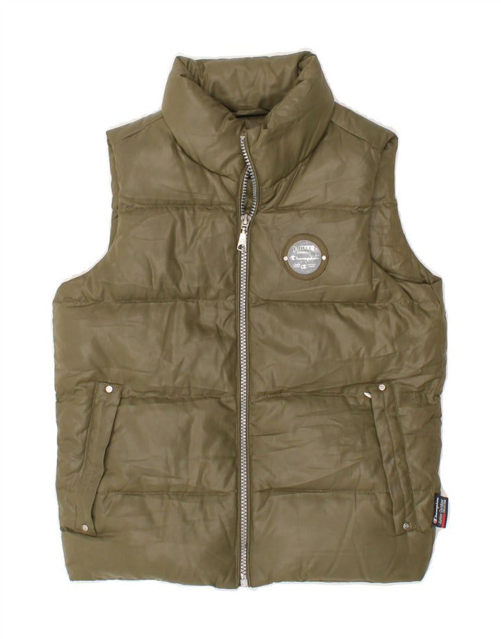 CHAMPION Boys Padded Gilet 5-6 Years XS Khaki Polyester Vintage Champion and Second-Hand Champion from Messina Hembry 