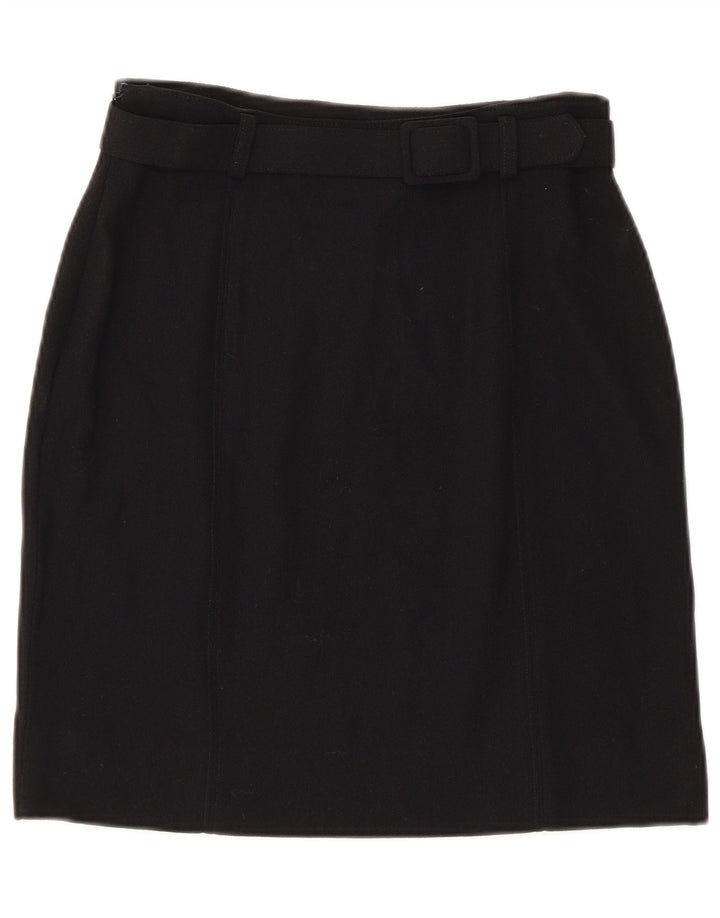 Vintage Womens Straight Skirt IT 42 Medium W26 Black Wool