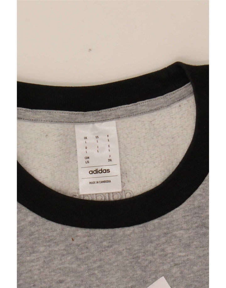 Adidas Mens Graphic Sweatshirt Jumper Large Grey Colourblock