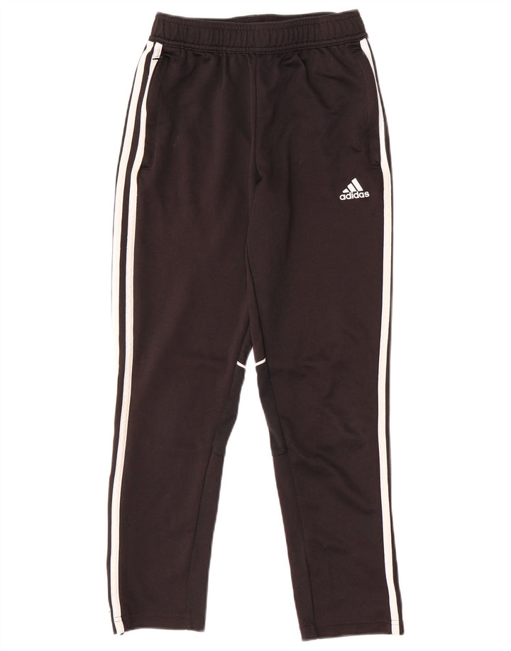 ADIDAS Boys Tracksuit Trousers 11-12 Years Black Polyester