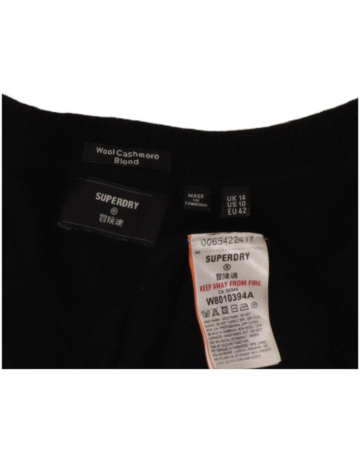 Superdry Womens Jumper Dress UK 14 Large Black Wool